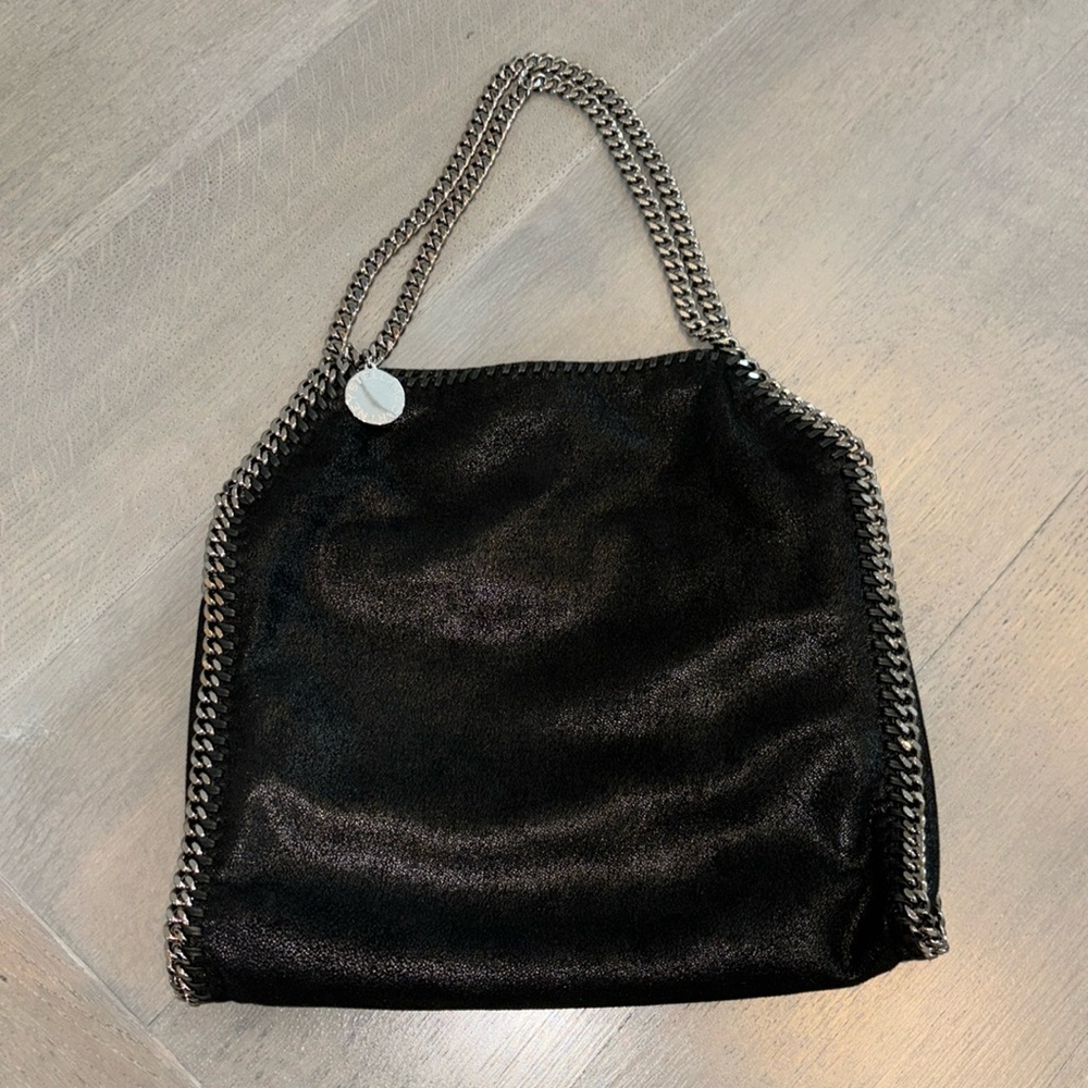 Stella McCartney Black Falabella Faux Leather Tote with silver hardware